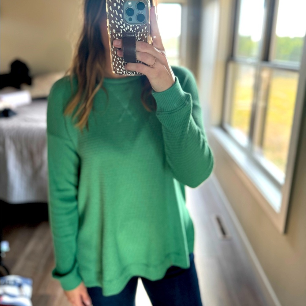 American Eagle green soft brushed thermal Henley
